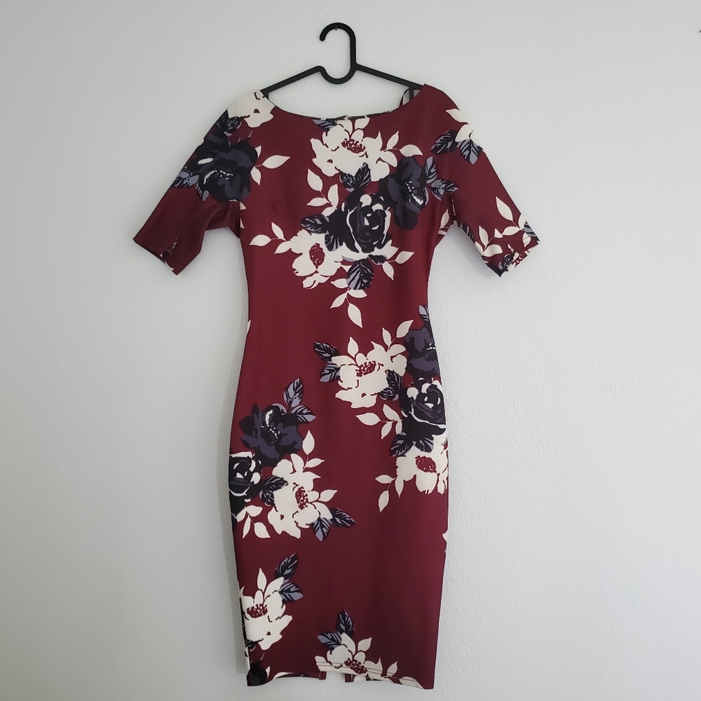 Maroon Floral Dress